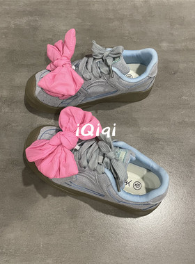 七七主人家 雾霾蓝小众配色板鞋时髦日常通勤穿搭德训鞋子女ins潮