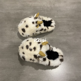 七七主人家 冬季保暖棉拖鞋女2025新款室内居家厚底包头毛毛鞋女