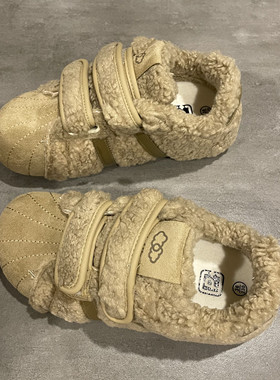 七七主人家 毛绒复古魔术贴加绒保暖鞋子女冬季ins风厚底休闲棉鞋