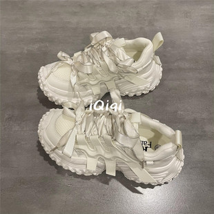 七七主人家 巨好看的运动鞋女夏季百搭2025新款内增高老爹鞋女ins