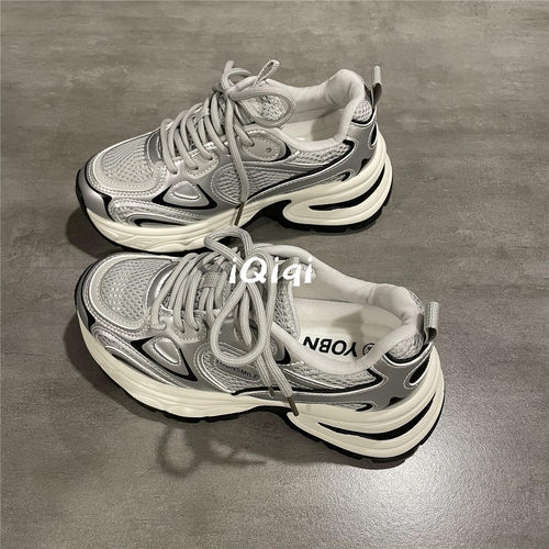 银灰色老爹鞋女ins潮鞋