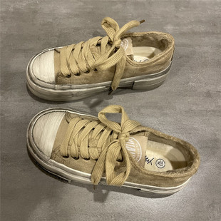 七七主人家 低帮帆布鞋女学生脏脏鞋2025冬季新款加绒保暖棉鞋女