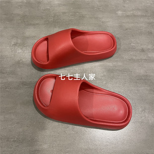 七七主人家 大红色居家室内拖鞋女2026春夏季新款简约纯色一字拖
