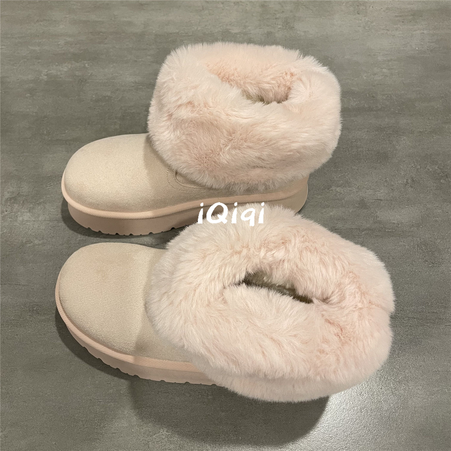 加绒毛毛雪地靴女厚底加绒
