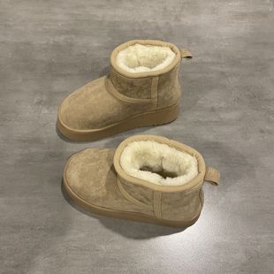 七七主人家 短筒雪地靴女加绒加厚棉鞋女冬季厚底保暖防寒靴子女