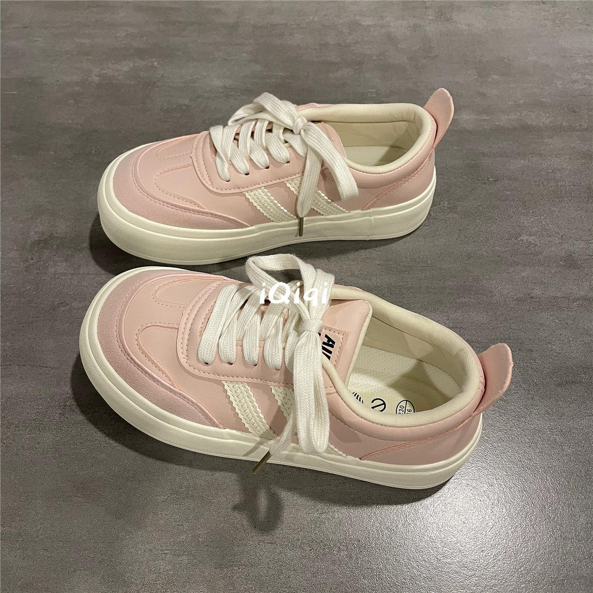 七七主人家 女鞋粉色休闲鞋子女2024新款厚底德训鞋粉色板鞋女款,女鞋,德训鞋,淘宝优惠券,粉丝福利购,淘宝优惠卷