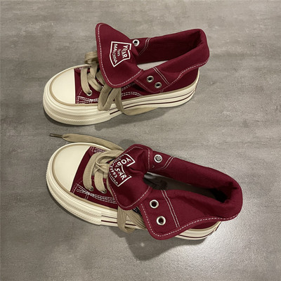 流行爆款安可拉红色帆布鞋女