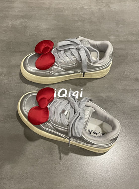 七七主人家 银色复古ins潮鞋上学穿巨好看的板鞋休闲面包鞋子女鞋