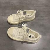 鞋 女百搭透气帆布鞋 子女复古米色女鞋 小白鞋 2023夏季 七七主人家