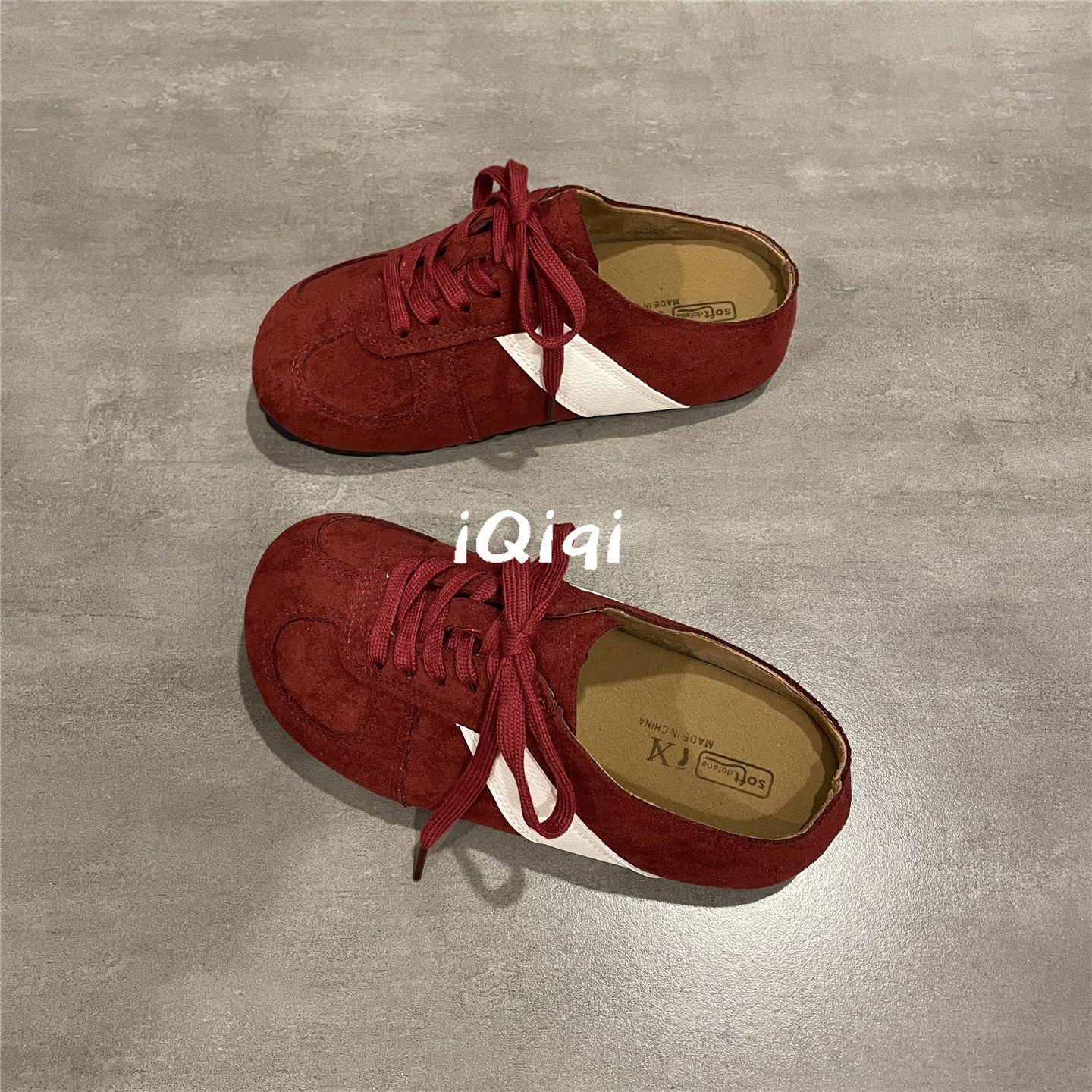 七七主人家 复古半拖鞋女外穿2025新款红色德训鞋子夏季勃肯鞋女