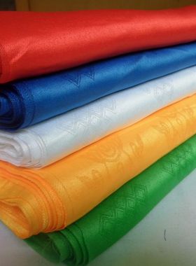 蒙古哈达福巾八吉祥哈达1.8米长蓝色哈达围巾蒙古族敖包八宝哈达