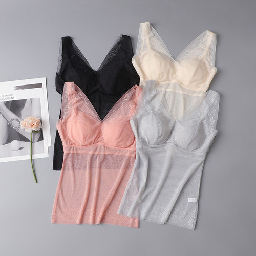 100桑蚕丝网纱免穿文胸内衣真丝