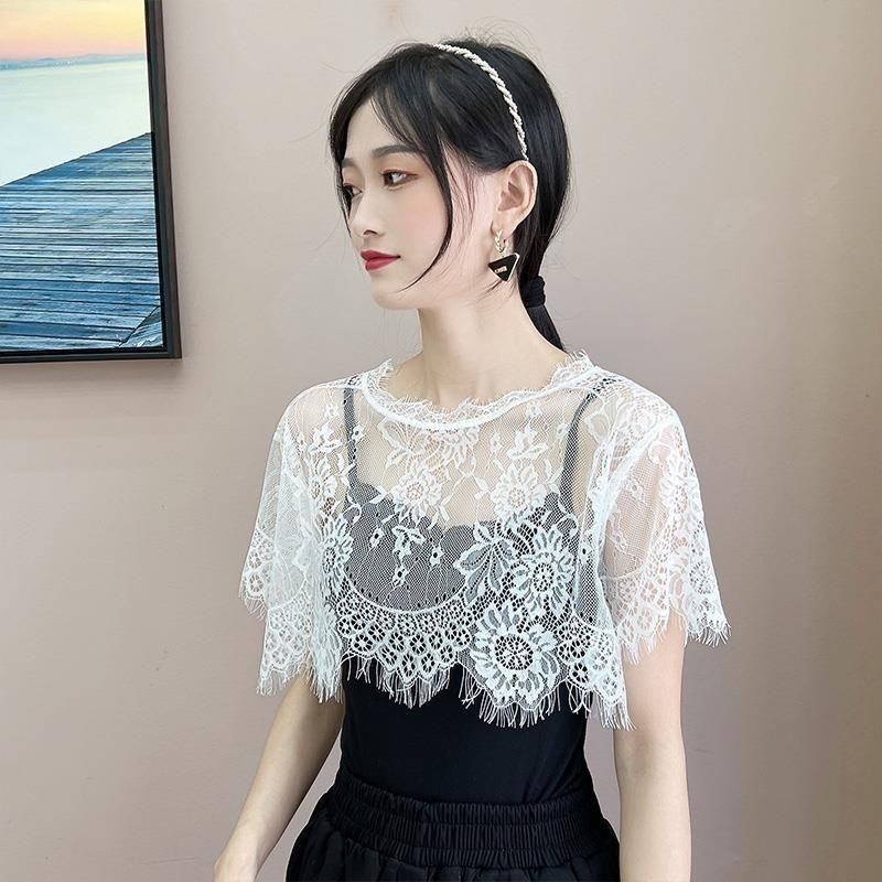白色打底洋气假衣领百搭上衣新款花边蕾丝罩衫圆领2026假领子女装