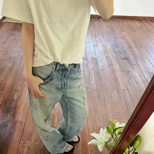 钻裤 实体现货 彩色宝石水钻星空水洗做旧牛仔裤 Prefab Epide