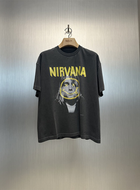 实体现货 Epide Prefab 胶布Nirvana笑脸柯本短袖T恤复古圆筒面料
