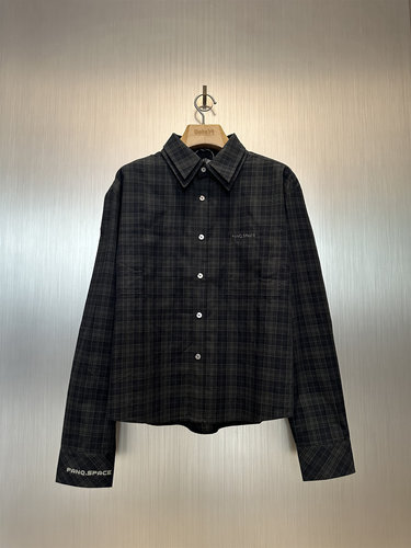 实体现货 Panq 日产格纹棉质纽扣地球地图印花双领衬衫外套