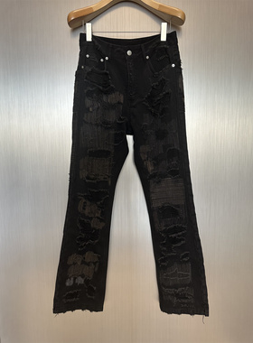 实体现货 False Perception 23FW 大破坏缝线补丁Boro微喇牛仔裤