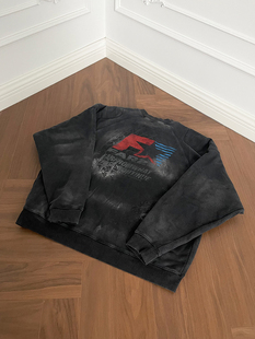 F星刺绣赛车垫肩水洗做旧轮胎印卫衣 Archive 实体现货 Far