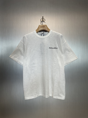 黑色竹节棉刺绣LOGO短袖