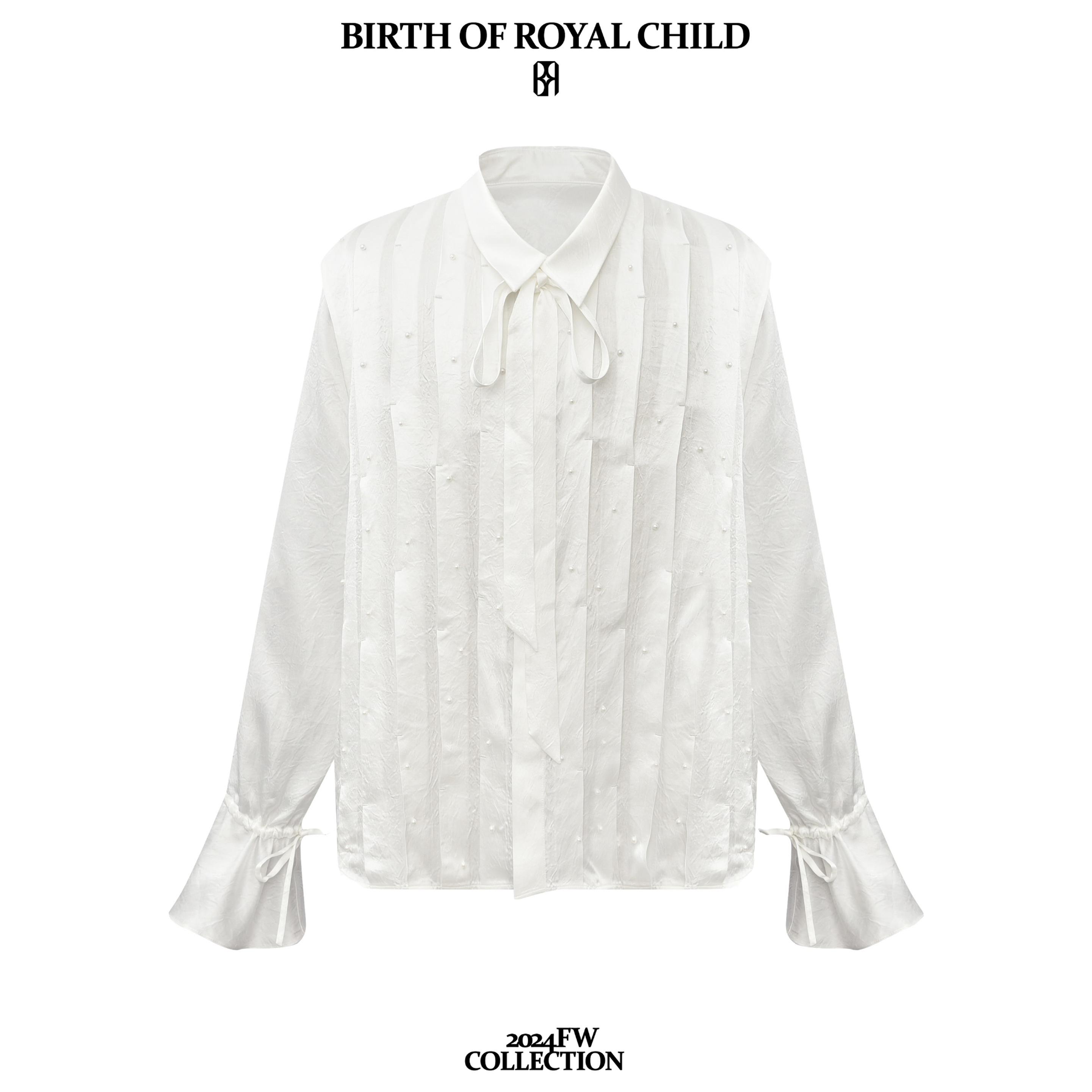 实体现货 Birth Of Royal Child Borc 宫廷贵族风珍珠风琴褶衬衫