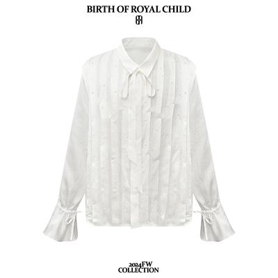 实体现货 Birth Of Royal Child Borc 宫廷贵族风珍珠风琴褶衬衫