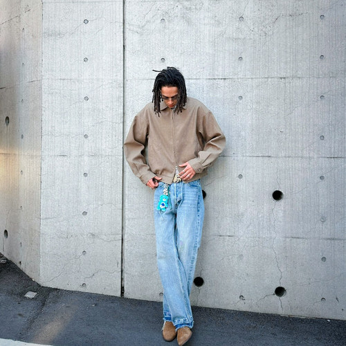 实体现货 Hide in Hills 极简巴恩风卡其双开拉链翻领夹克外套