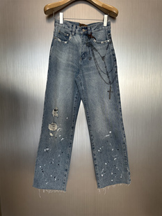 Royal Child Borc 实体现货 链造型泼墨牛仔裤 刺绣裤 Birth