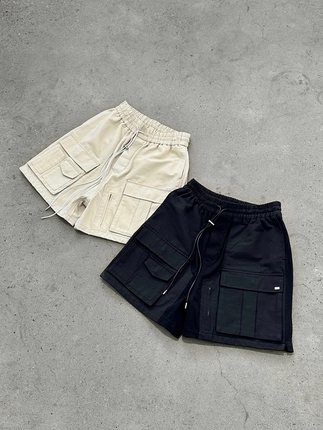 实体现货 Hide in Hills 双色皮绳工装大口袋拼接Vibe短裤