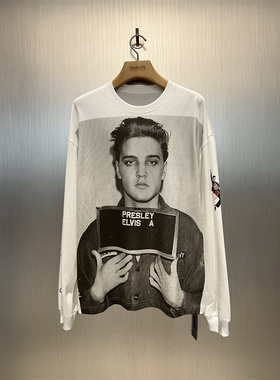 实体现货 The Gallery Vistor Elvis 猫王肖像人像圆领长袖T恤