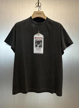 实体现货 Epide Prefab 水洗做旧复古肖恩牛奶盒印花圆筒短袖T恤