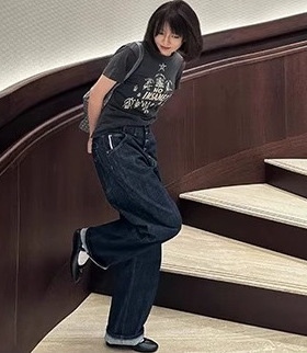 实体现货 Epide Prefab 金色排扣多口袋赤耳红边原牛色牛仔裤