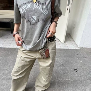 错视3D燃烬旗帜火焰贴布花灰色短袖 Prefab T恤 Epide 实体现货