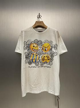 实体现货 Birth Of Royal Child Borc 脏染白emoji模糊印花短袖T