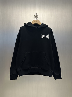 实体现货 RIOT HILL BLACK IRON HOODED 黑色发泡印花连帽帽衫