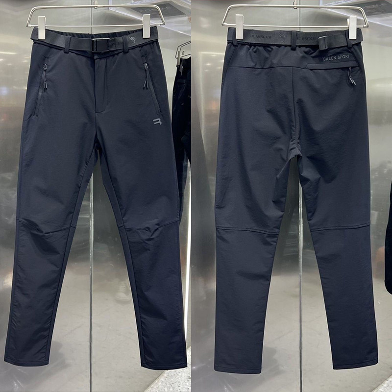 潮牌欧货秋冬潮流休闲裤男款户外防水软壳冲锋裤时尚修身直筒长裤