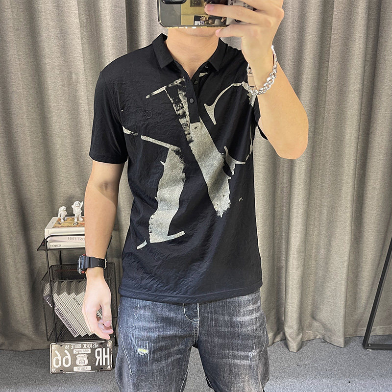 潮牌polo衫男夏天丝棉麻男士短袖新款潮流保罗高端t恤菠萝衫翻领