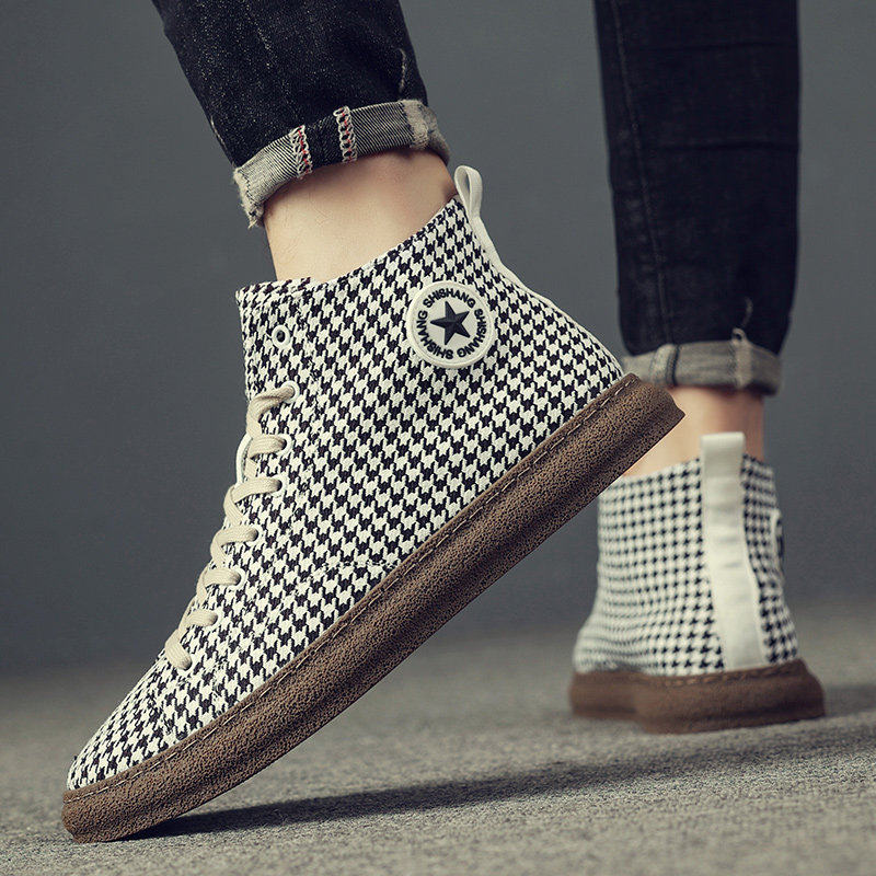 高帮鞋透气男鞋板鞋子百搭潮鞋休闲鞋韩版板鞋男帆布鞋飞鸟格布鞋,流行男鞋,高帮鞋,淘宝优惠券,粉丝福利购,淘宝优惠卷