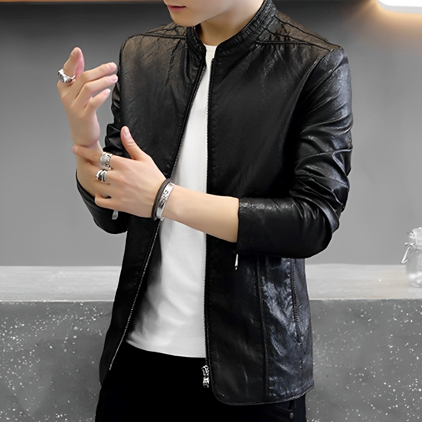男士休闲潮流时尚青年皮衣春秋季新款修身韩版帅气pu皮夹克外套男,男装,皮衣,淘宝优惠券,粉丝福利购,淘宝优惠卷