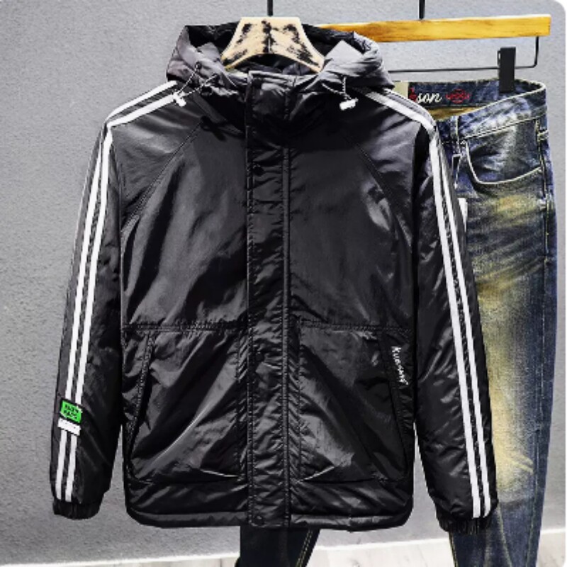潮牌羽绒服白鸭绒外套男士宽松连帽冲锋衣秋冬季休闲运动夹克上衣