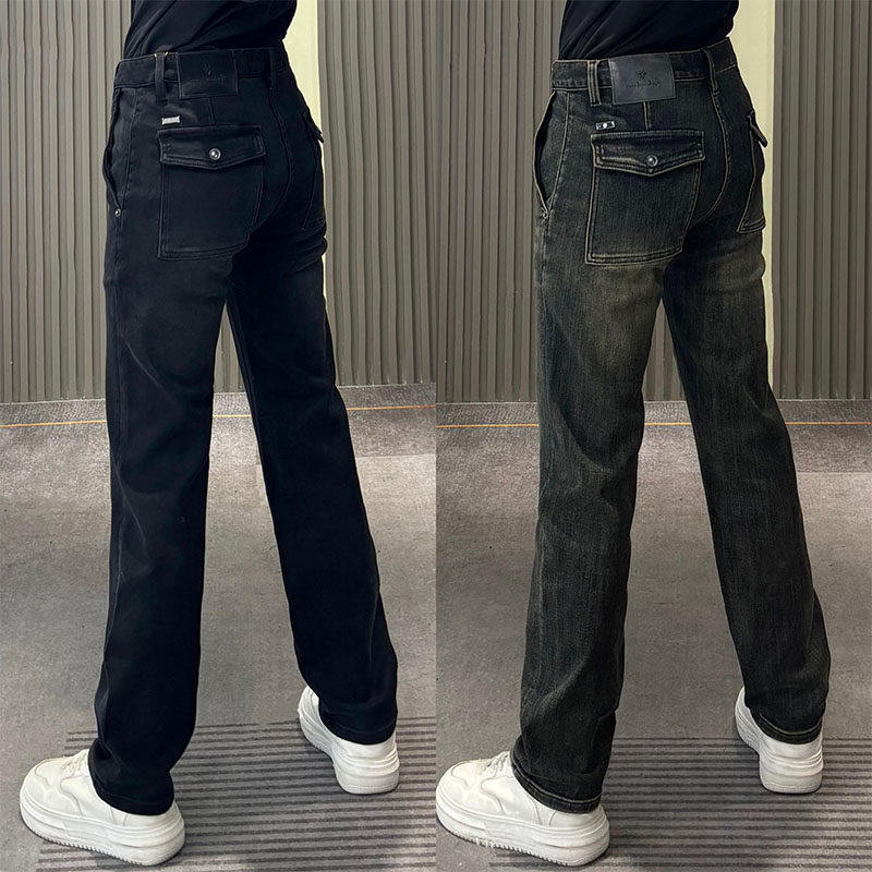 牛仔裤男款秋季高品质轻奢欧货时尚休闲裤弹力水洗纯色百搭直筒裤
