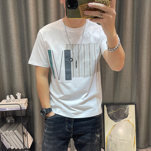 胸前刺绣印花短袖t恤男士夏装