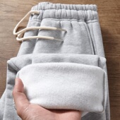 轻奢460G重磅加绒纳米磨毛休闲裤 子 长裤 男冬季 直筒加厚珍珠绒卫裤