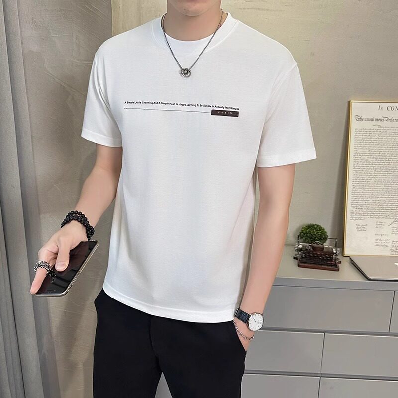 潮牌短袖t恤衫男士夏季新款高端简约男装上衣体恤衫百搭潮流衣服