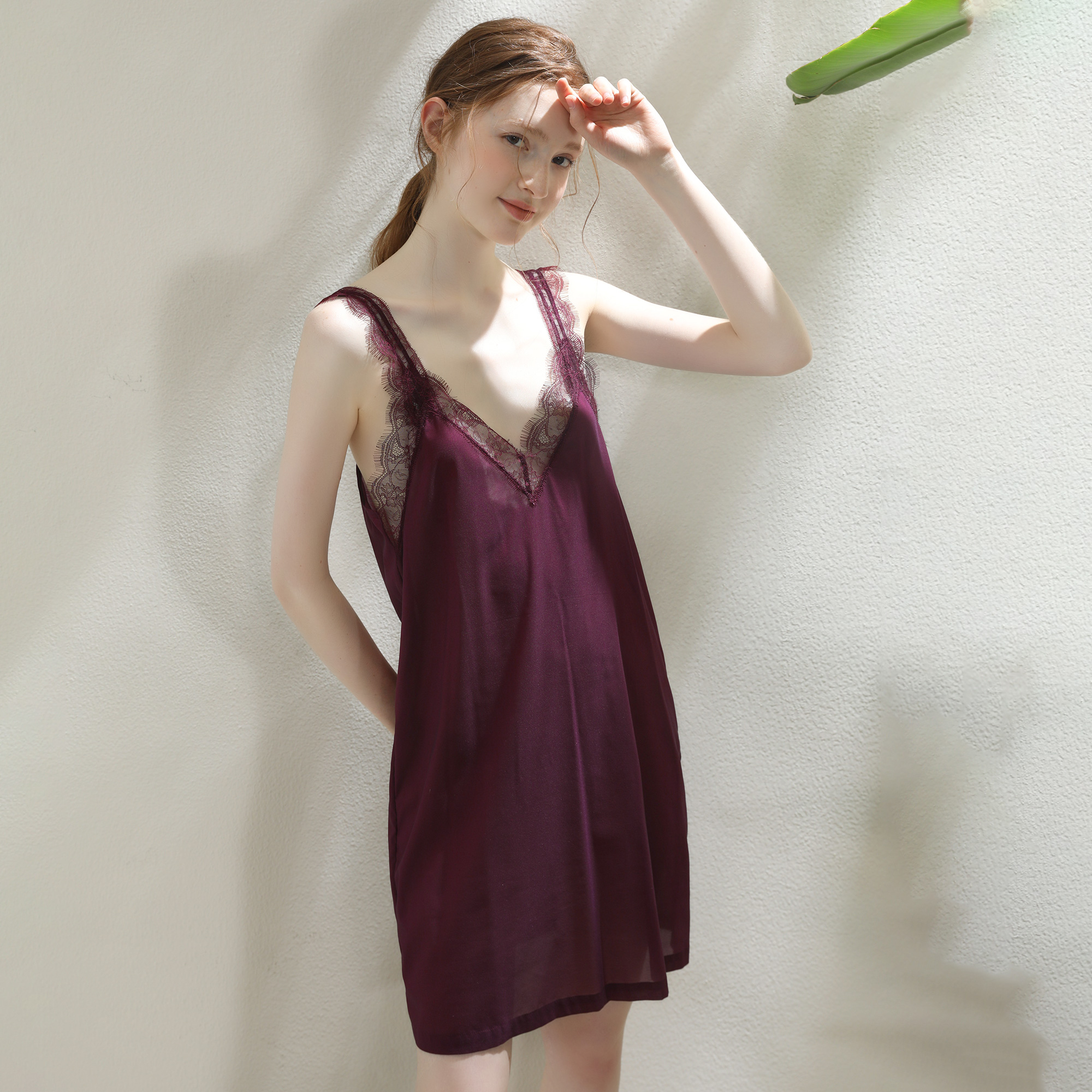 真丝弹力雪纺蕾丝性感吊带睡裙女夏季2023新款睡衣