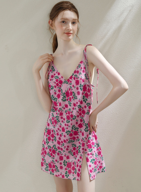 天丝印花性感吊带睡裙女夏季2023新款睡衣