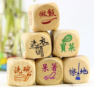 木制石头剪刀布骰子 3CM家务筛子亲子家庭桌面玩具儿童喝酒色子