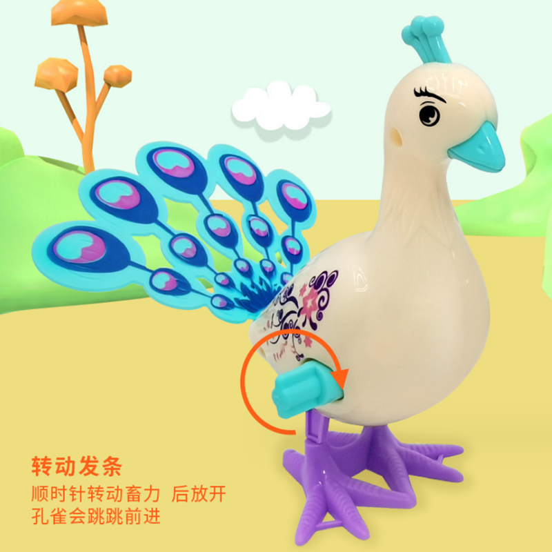 发条孔雀鸽子儿童玩具毛绒小鸡