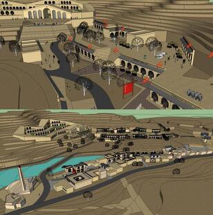 SU模型黄土高原窑洞知青城乡村气息农村建筑陕北民居民宿草图大师