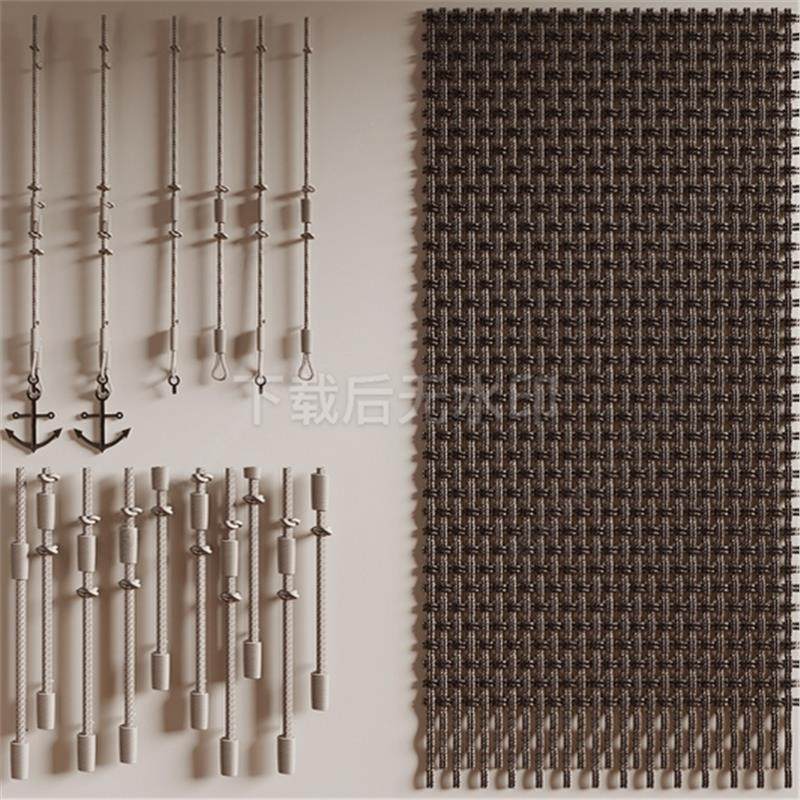 现代绳索小品 麻绳 麻绳编织网 绳结 绳子 编织绳草图大师SU模型
