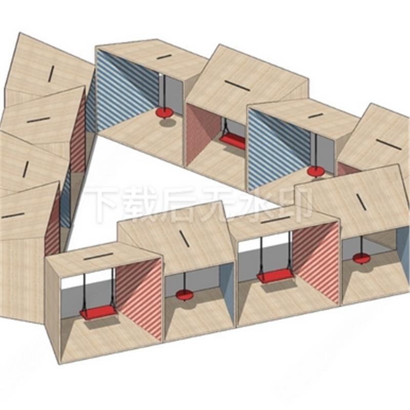 现代原木互动装置 网红打卡 艺术 景观模块化装置草图大师SU模型